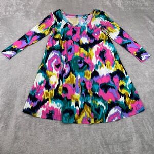 Tori Richard Honolulu Tunic Womens XXS Pink Colorful Print Long Sleeve‎ Casual